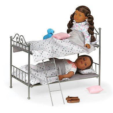 Badger Basket Scrollwork Metal Doll Bunk Bed with Ladder and Bedding