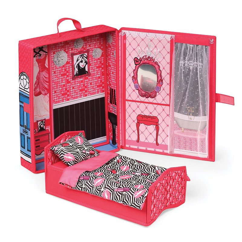 Badger Basket Home & Go Dollhouse Playset Travel & Storage Case with Bed/Be
