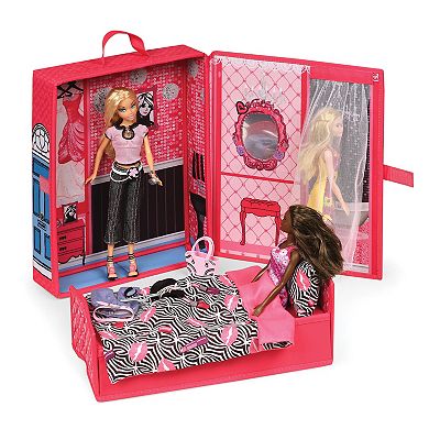 Badger Basket Home & Go Dollhouse Playset Travel & Storage Case with Bed/Bedding for 12-inch Fashion Dolls
