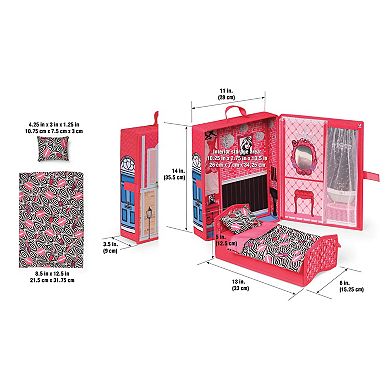 Badger Basket Home & Go Dollhouse Playset Travel & Storage Case with Bed/Bedding for 12-inch Fashion Dolls