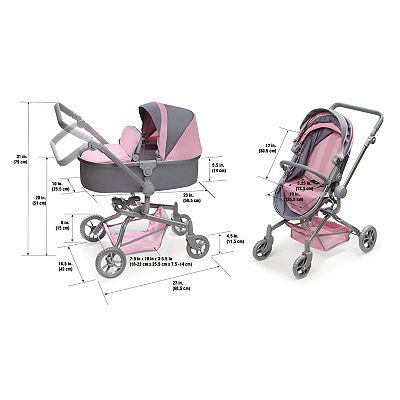 Badger Basket Daydream Multi-Function Single Doll Pram Stroller