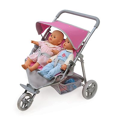 Badger Basket Trek 3-Wheel Folding Twin Doll Jogging Stroller