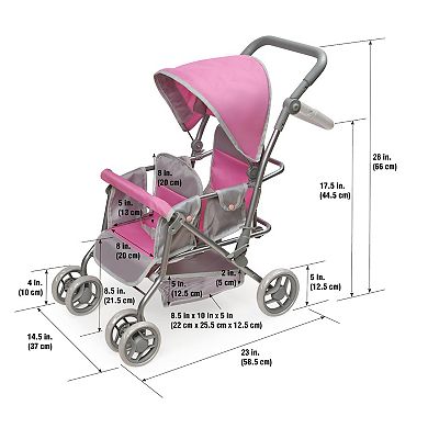 Badger Basket Cruise Folding Inline Double Doll Stroller