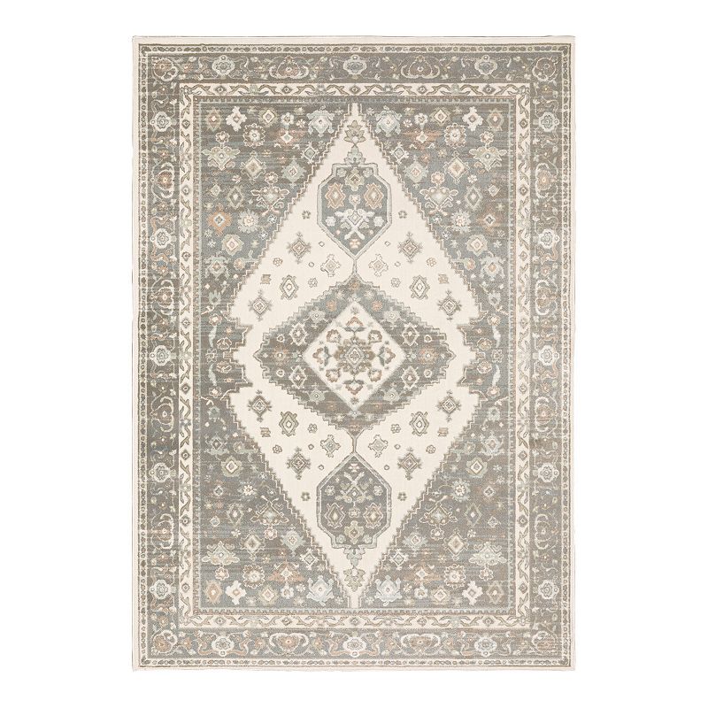 StyleHaven Camelia Traditional Medallion Area Rug, White, 10X13 Ft