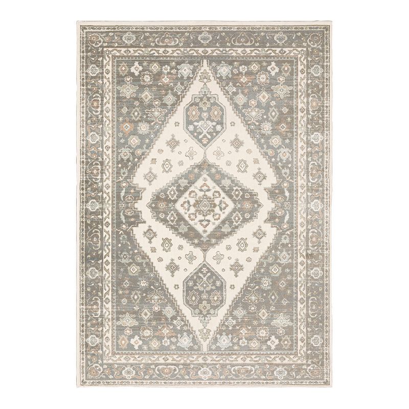 StyleHaven Camelia Traditional Medallion Area Rug, White, 10X13 Ft