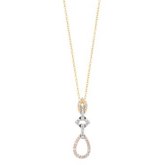 Tri-Tone Sterling Silver Lab-Created White Sapphire Drop Pendant Necklace