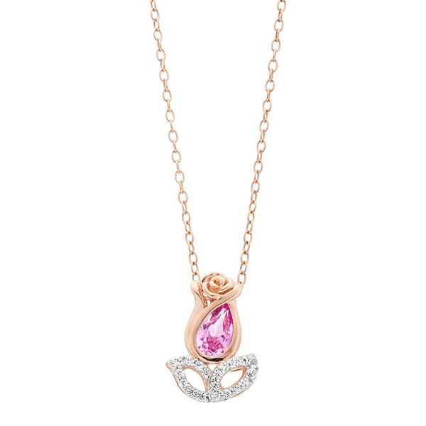 14k Rose Gold Over Silver Lab-Created Pink Sapphire & Lab-Created White ...