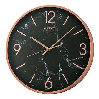 Seiko Noir Faux Marble Wall Clock