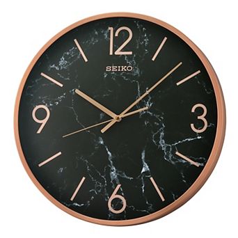 Seiko Noir Faux Marble Wall Clock