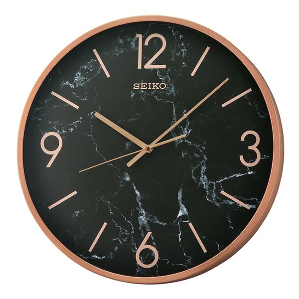 インテリア時計 Vintage SEIKO Marble Clock QZ341W (1984) Seiko Noir Faux Marble Wall Clock