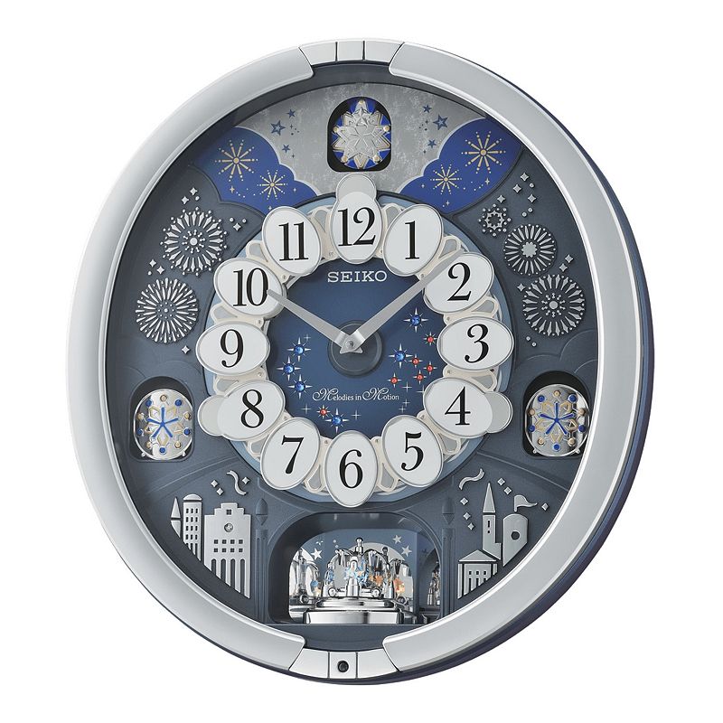 Seiko Glittering Melodies In Motion Wall Clock, Silver, 17
