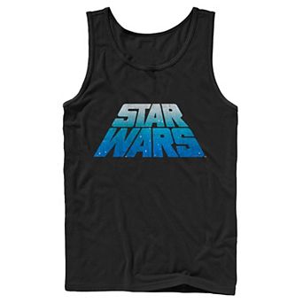 Men's Star Wars Logo Classic Slant Retro Blue Wave Tank Top