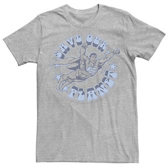 Men's DC Comics Superman Save Our Planet Circle Text Poster Tee