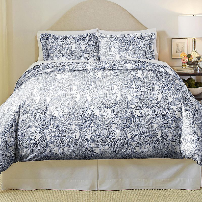 75693395 Pointehaven Boho Paisley Duvet Cover Set, Blue, Ki sku 75693395