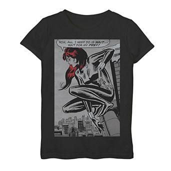 Girls 7-16 Marvel Black Widow Classic Retro Panel Art Graphic Tee