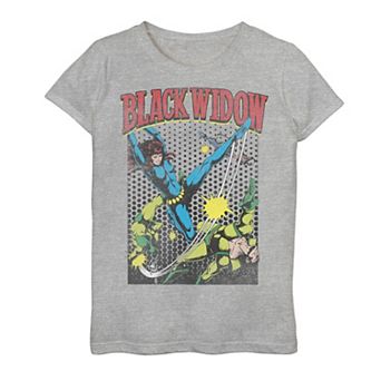 Girls 7-16 Marvel Black Widow Classic Retro Comic Swing Graphic Tee