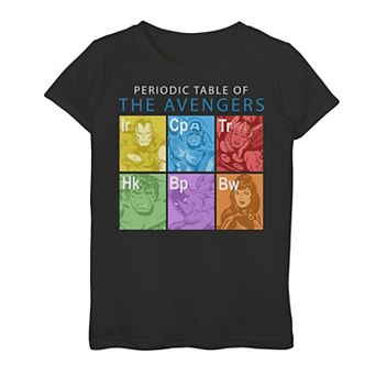Girls 7-16 Marvel The Avengers Periodic Table Box Up Graphic Tee
