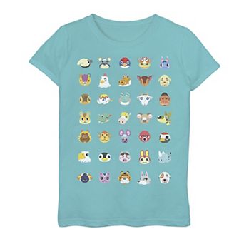 Girls 7-16 Animal Crossing New Horizons Group Shot Character Faces Graphic Tee