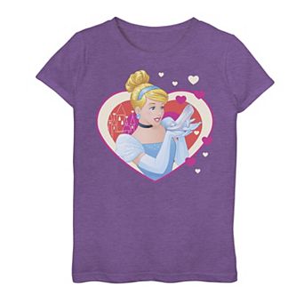 Disney's Cinderella Girls 7-16 Valentine's Sparkle Hearts Graphic Tee
