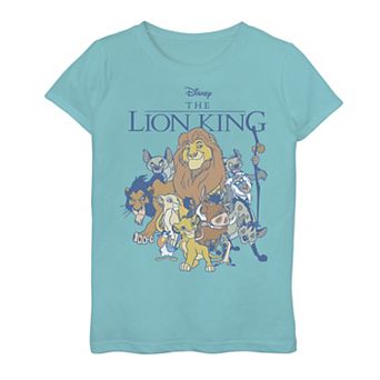 Disney's The Lion King Girls 7-16 Group Shot Dark Outline Graphic Tee