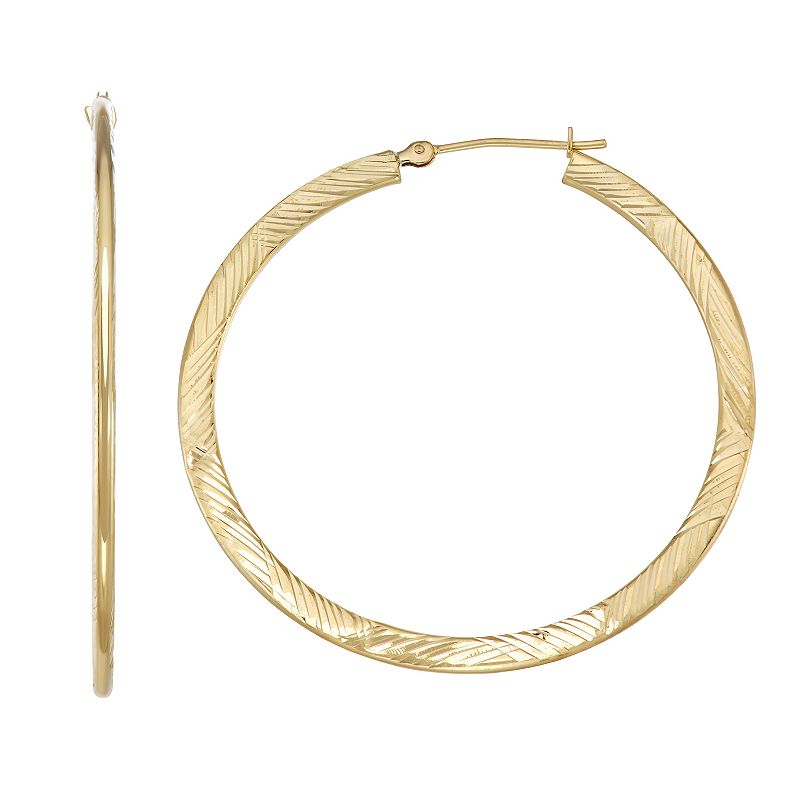 Forever 14K Textured Hoop Earrings, Womens, Gold