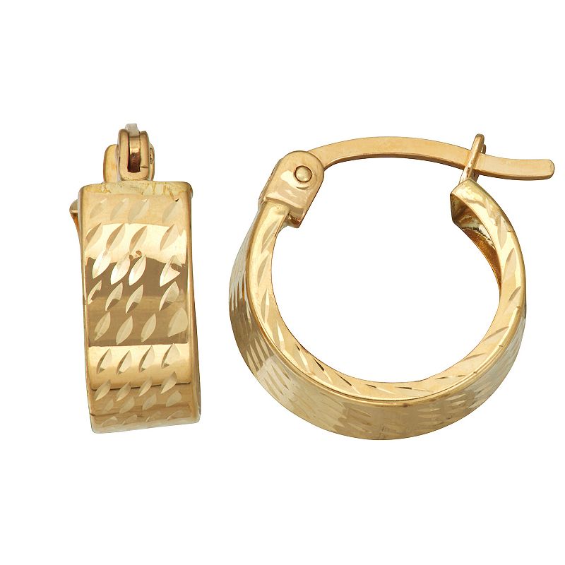 Forever 14K Textured Hoop Earrings, Womens, Gold