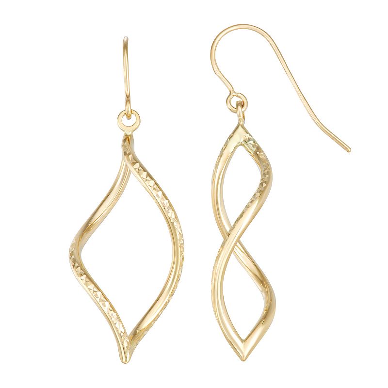 Forever 14K 14k Gold Twisted Frame Dangle Earrings, Womens
