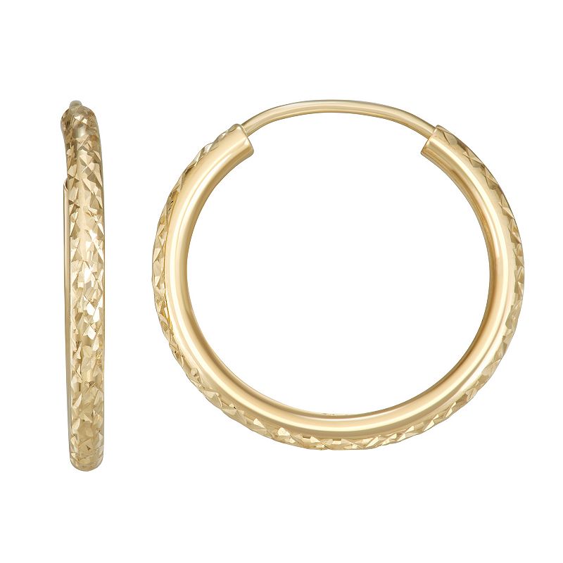 Forever 14K Textured Endless Hoop Earrings, Womens, Gold - 17858595 - Jewelry A diamond-cut textured gives these Forever 14K hoo sku 17858595