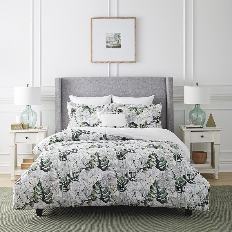 61552382 Pointehaven Monstera Comforter Set, Green, King sku 61552382