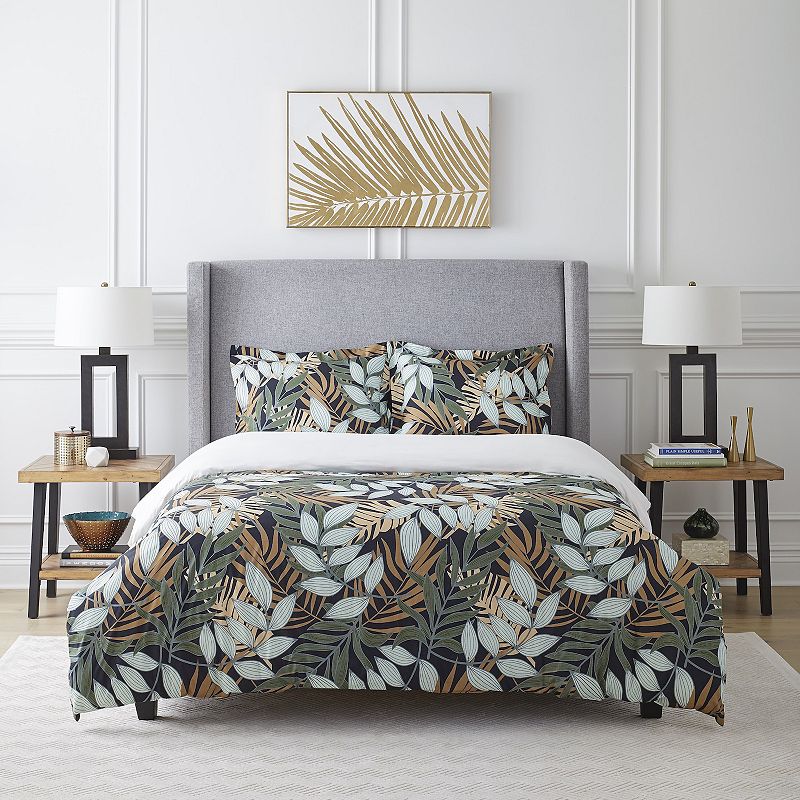 61552384 Pointehaven Tropical Nights Duvet Cover Set, Black sku 61552384