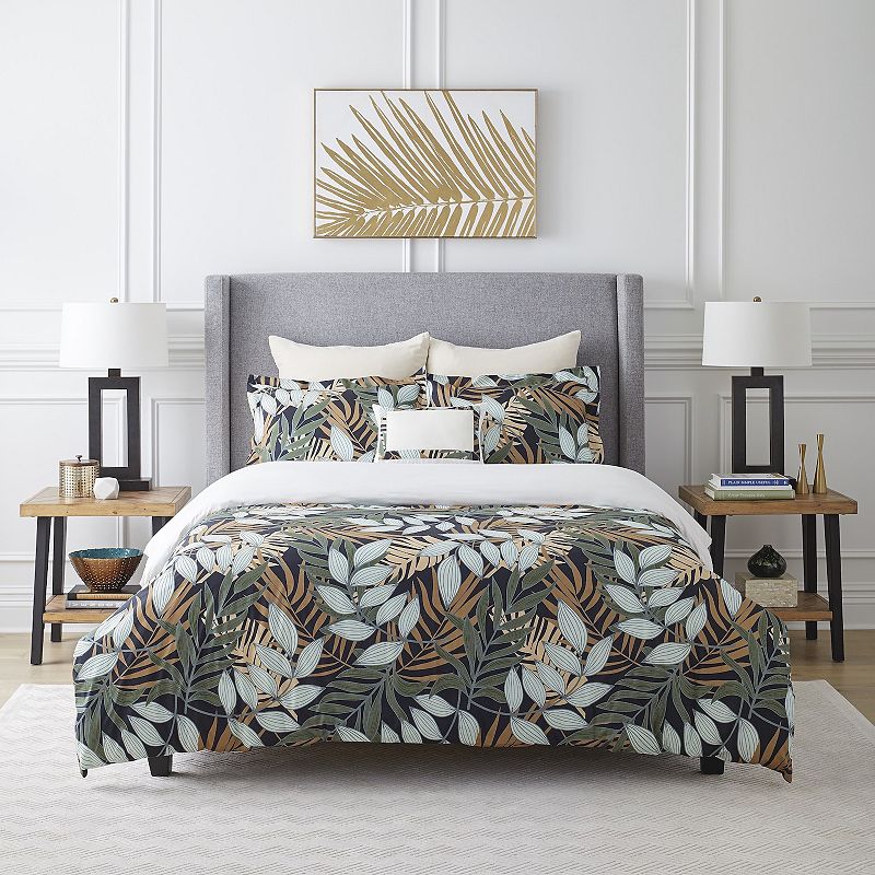 Pointehaven Tropical Nights Comforter Set, Black, Twin