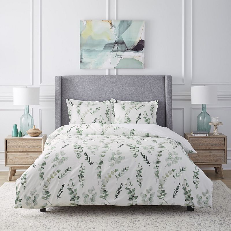 75693641 Pointehaven Eucalyptus Duvet Cover Set, Green, Kin sku 75693641