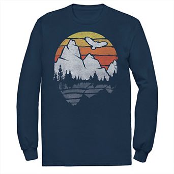 Men's Mountain Sunset Reflection Explore Outdoors Vintage Tee