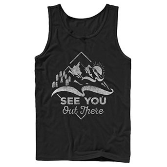 Men's See You Out There Mountain Sunset Theme Tank Top