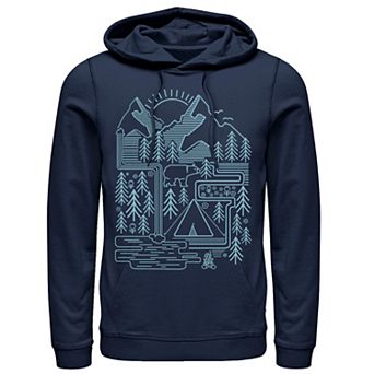 Men's Bear Scene Line Art Hoodie
