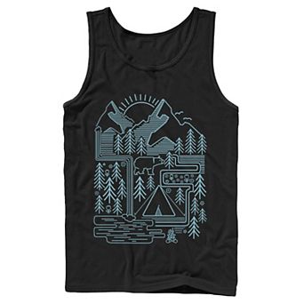 Men's Bear Scene Line Art Tank Top