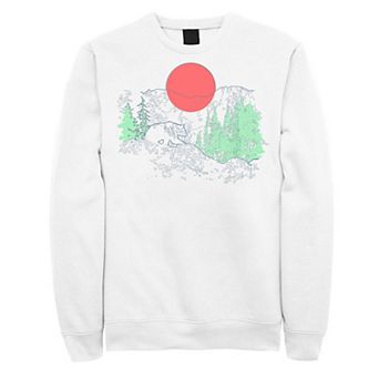 Men's Cali Bear Mountains With Neon Trees Line Sketch Sweatshirt