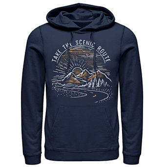 Men's Take The Scenic Route Mountain Sunrise Sketch Hoodie