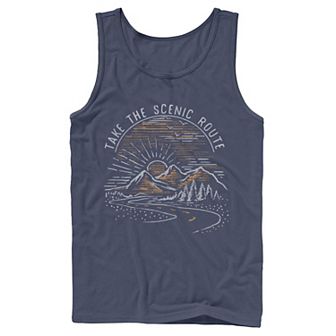Men's Take The Scenic Route Mountain Sunrise Sketch Tank Top