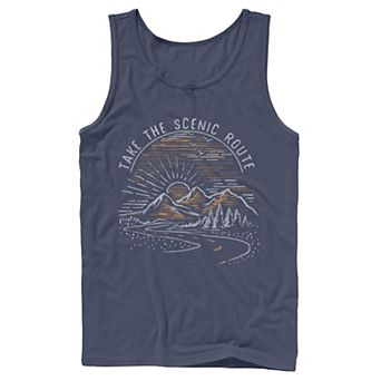 Men's Take The Scenic Route Mountain Sunrise Sketch Tank Top