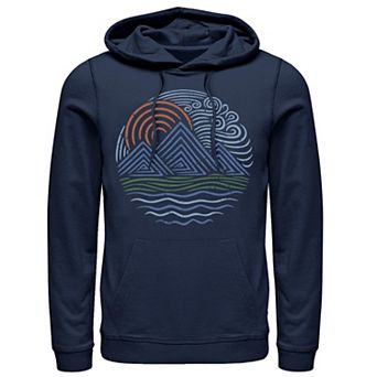 Men's Sunset And Mountain Waves Design Hoodie