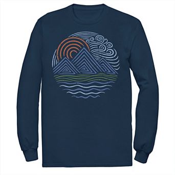 Men's Sunset And Mountain Waves Design Tee