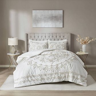 Madison Park Juliana 3 pc Tufted Cotton Chenille Duvet Cover Set with Shams