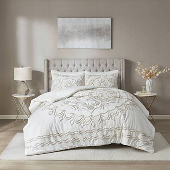 Madison Park Juliana 3 pc Tufted Cotton Chenille Duvet Cover Set with Shams