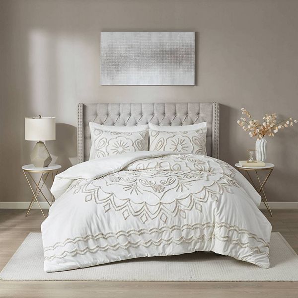 Madison Park Juliana 3piece Tufted Cotton Chenille Duvet Cover Set