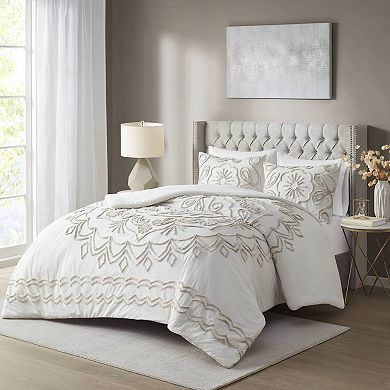 Madison Park Juliana 3-piece Tufted Cotton Chenille Duvet Cover Set
