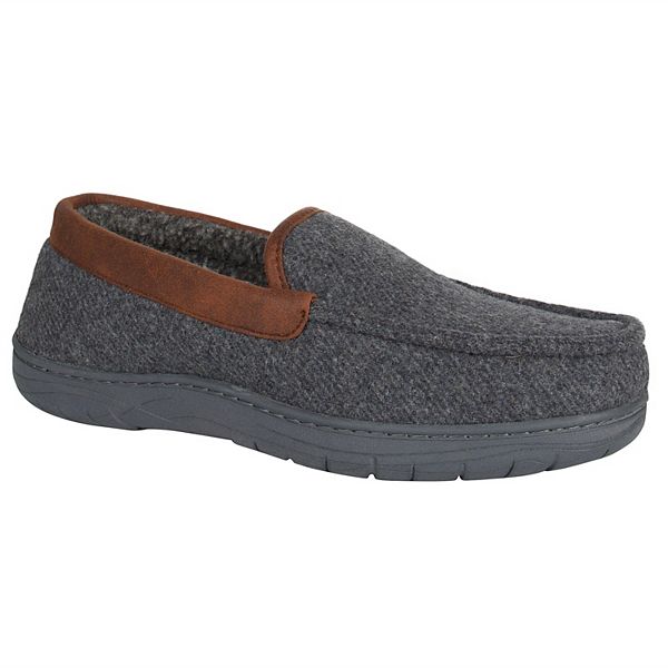 Men's Haggar® Memory Foam Moccasin Slippers with Faux Leather Trim