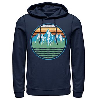 Men's Wavy Mountain Line Art Circle Hoodie