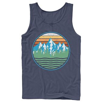 Men's Wavy Mountain Line Art Circle Tank Top
