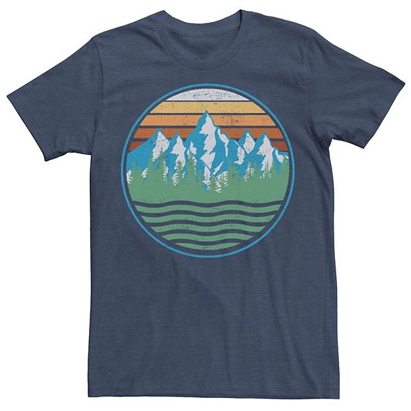 Men's Wavy Mountain Line Art Circle Tee